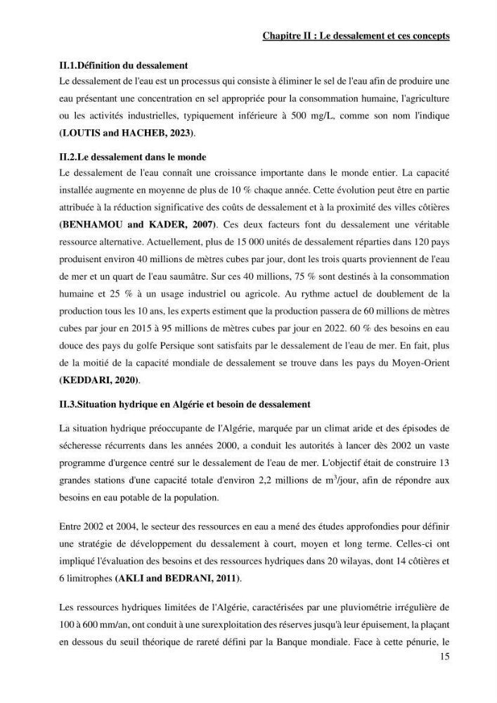 Identification des paramètres des eaux brutes et des eaux produites, et suivi des rejets de saumures issus de la station de dessalement EL MARSA