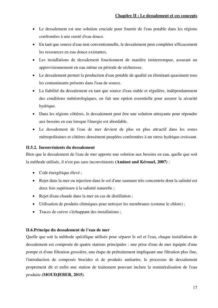 Identification des paramètres des eaux brutes et des eaux produites, et suivi des rejets de saumures issus de la station de dessalement EL MARSA