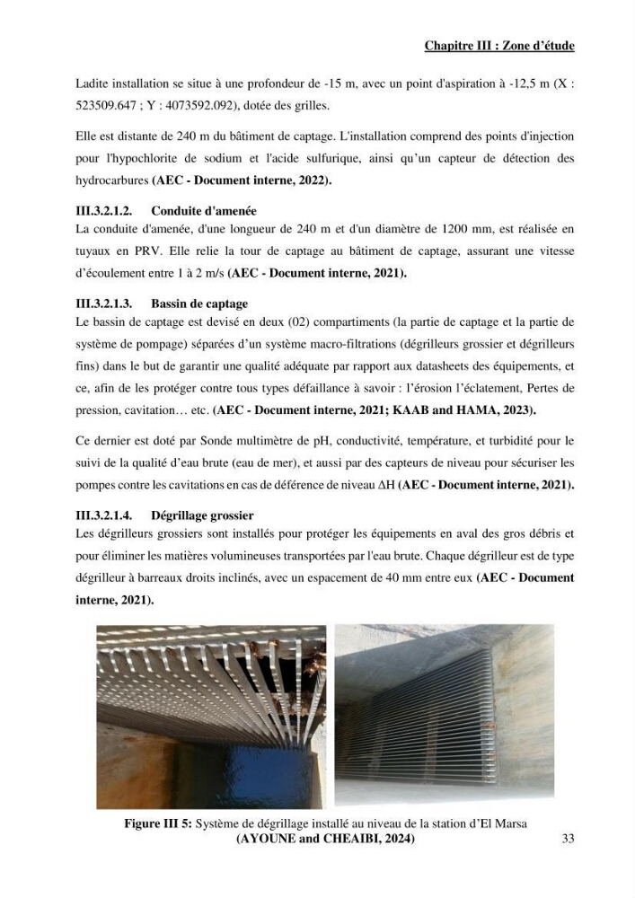 Identification des paramètres des eaux brutes et des eaux produites, et suivi des rejets de saumures issus de la station de dessalement EL MARSA