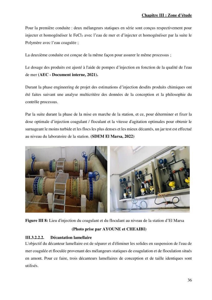 Identification des paramètres des eaux brutes et des eaux produites, et suivi des rejets de saumures issus de la station de dessalement EL MARSA