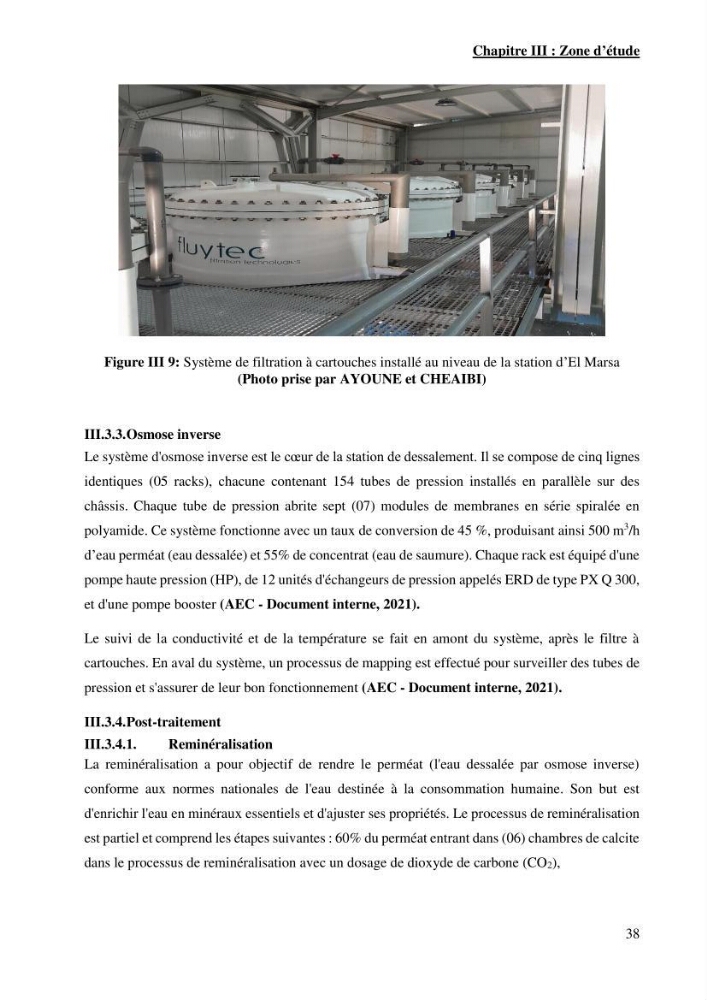 Identification des paramètres des eaux brutes et des eaux produites, et suivi des rejets de saumures issus de la station de dessalement EL MARSA