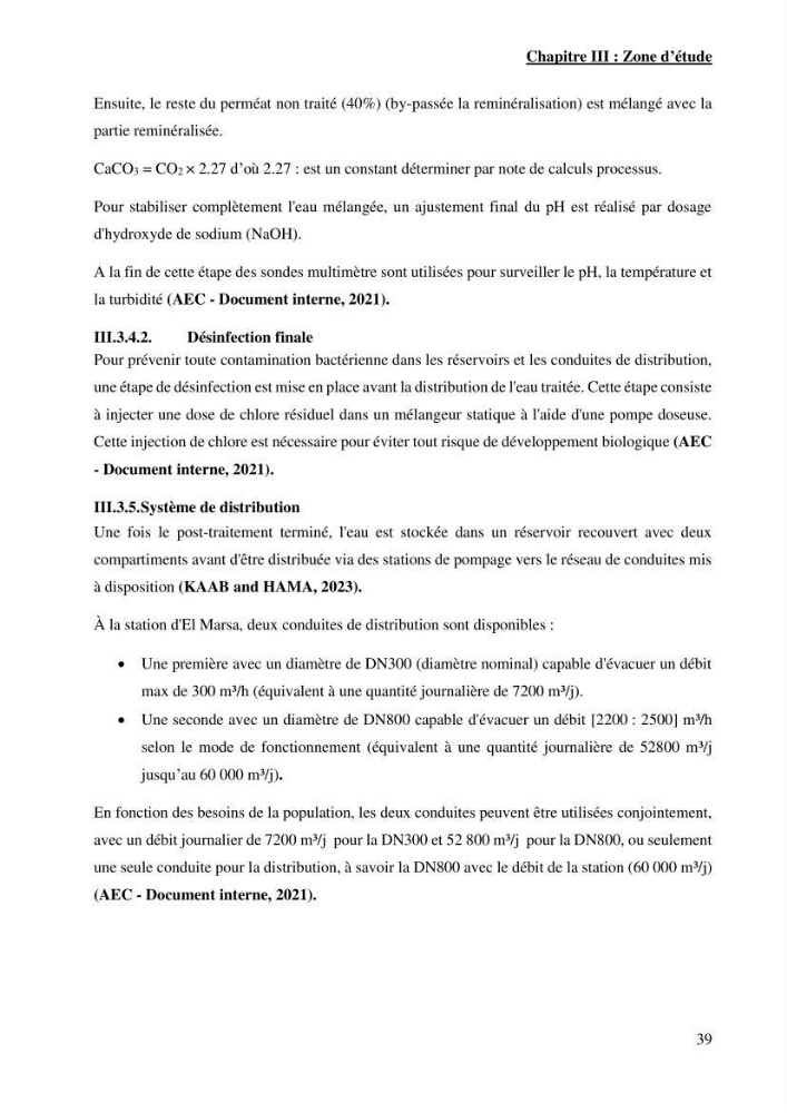 Identification des paramètres des eaux brutes et des eaux produites, et suivi des rejets de saumures issus de la station de dessalement EL MARSA