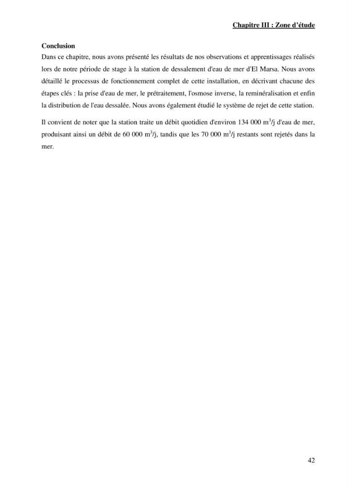 Identification des paramètres des eaux brutes et des eaux produites, et suivi des rejets de saumures issus de la station de dessalement EL MARSA