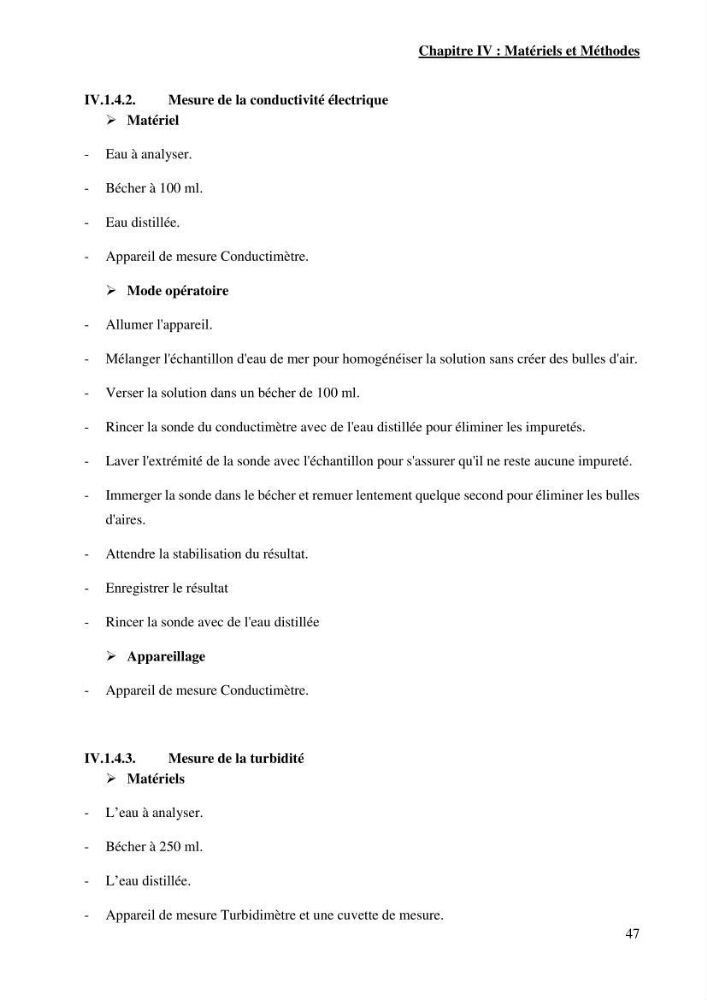 Identification des paramètres des eaux brutes et des eaux produites, et suivi des rejets de saumures issus de la station de dessalement EL MARSA