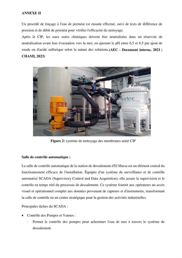 Identification des paramètres des eaux brutes et des eaux produites, et suivi des rejets de saumures issus de la station de dessalement EL MARSA