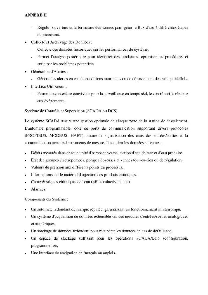 Identification des paramètres des eaux brutes et des eaux produites, et suivi des rejets de saumures issus de la station de dessalement EL MARSA
