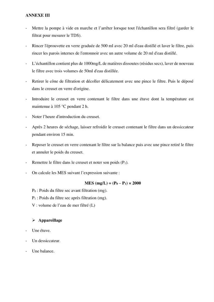 Identification des paramètres des eaux brutes et des eaux produites, et suivi des rejets de saumures issus de la station de dessalement EL MARSA