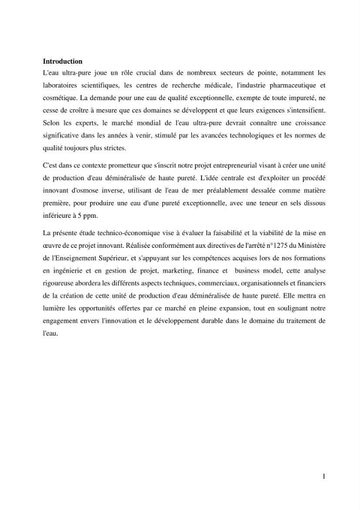 Identification des paramètres des eaux brutes et des eaux produites, et suivi des rejets de saumures issus de la station de dessalement EL MARSA
