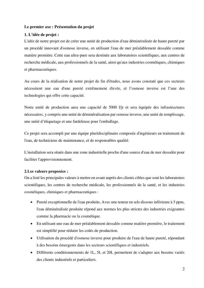 Identification des paramètres des eaux brutes et des eaux produites, et suivi des rejets de saumures issus de la station de dessalement EL MARSA
