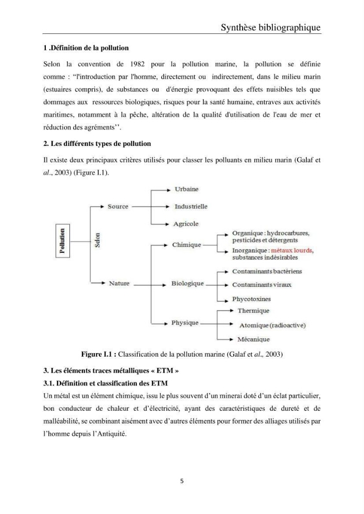 Etude de la bioaccumulation des métaux traces par trois poissons démersaux dans le golfe de Ghazaouet