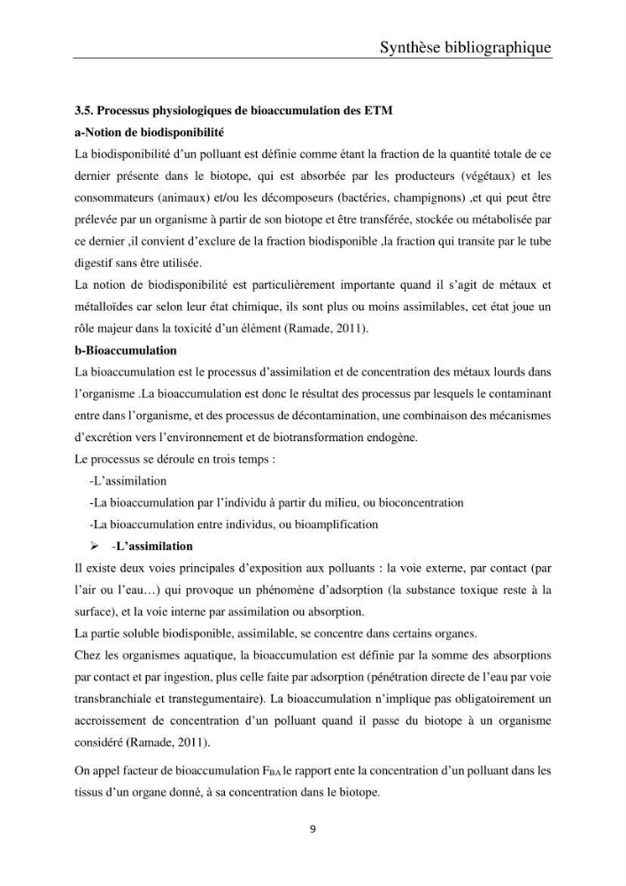 Etude de la bioaccumulation des métaux traces par trois poissons démersaux dans le golfe de Ghazaouet