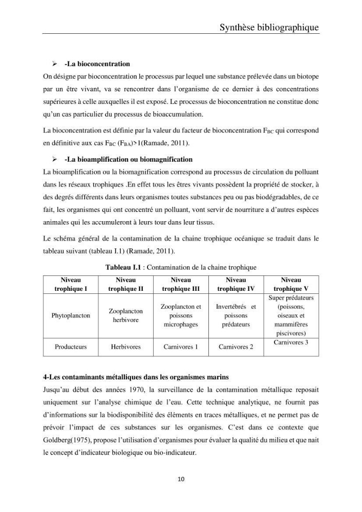 Etude de la bioaccumulation des métaux traces par trois poissons démersaux dans le golfe de Ghazaouet