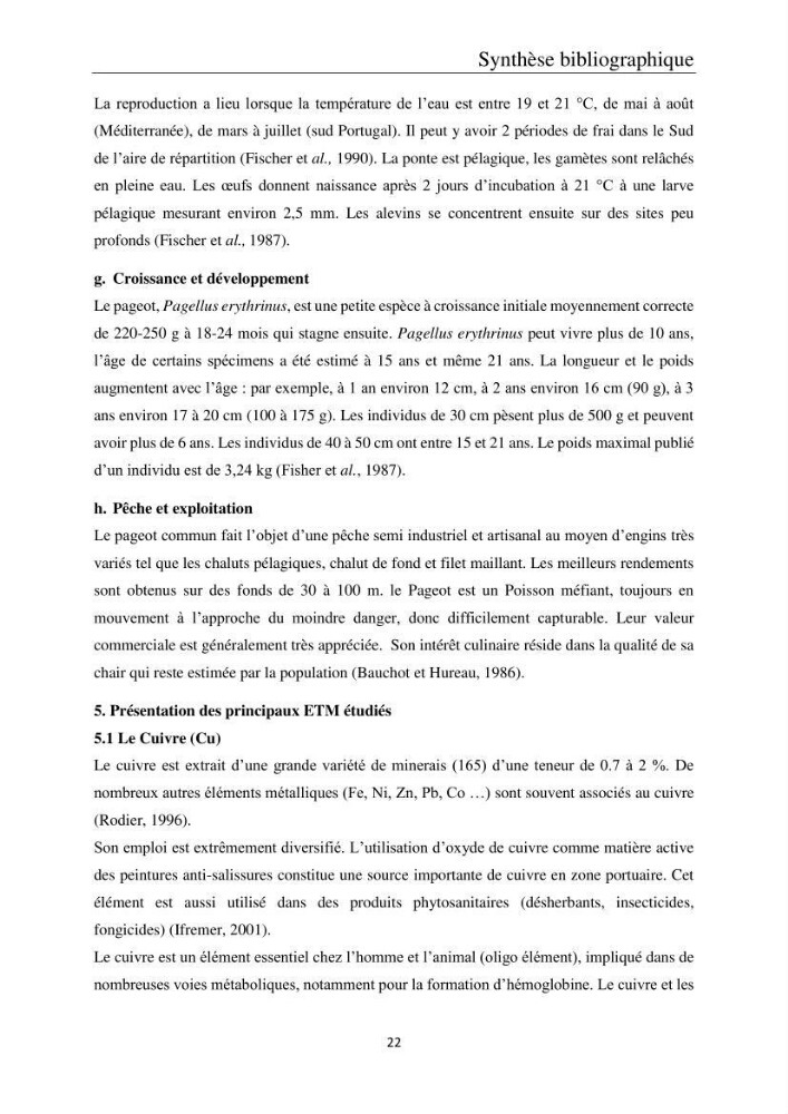 Etude de la bioaccumulation des métaux traces par trois poissons démersaux dans le golfe de Ghazaouet