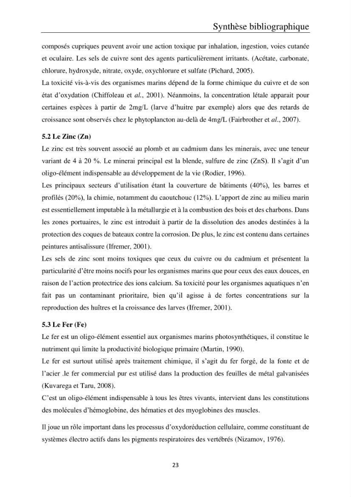 Etude de la bioaccumulation des métaux traces par trois poissons démersaux dans le golfe de Ghazaouet