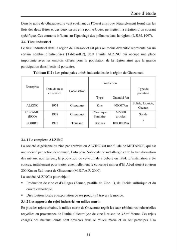 Etude de la bioaccumulation des métaux traces par trois poissons démersaux dans le golfe de Ghazaouet