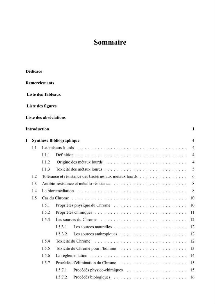 Evaluation de la résistance aux métaux lourds et du potentiel d’élimination du chrome hexavalent chez des bactéries d’origines marines Projet de mise en place d’un procédé de traitement des effluents riches en chrome.