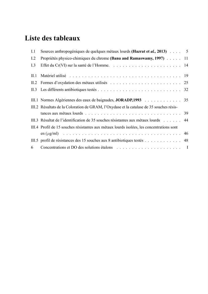 Evaluation de la résistance aux métaux lourds et du potentiel d’élimination du chrome hexavalent chez des bactéries d’origines marines Projet de mise en place d’un procédé de traitement des effluents riches en chrome.