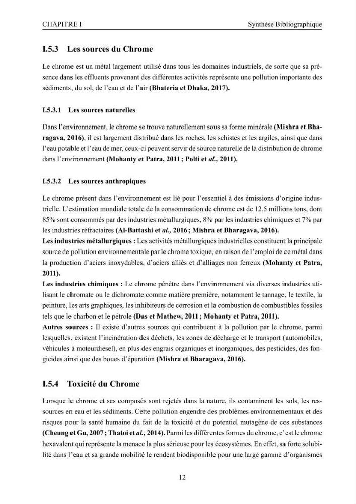 Evaluation de la résistance aux métaux lourds et du potentiel d’élimination du chrome hexavalent chez des bactéries d’origines marines Projet de mise en place d’un procédé de traitement des effluents riches en chrome.