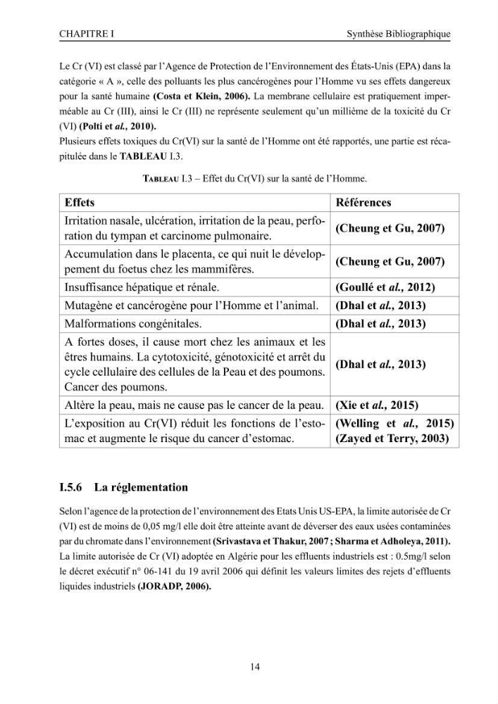 Evaluation de la résistance aux métaux lourds et du potentiel d’élimination du chrome hexavalent chez des bactéries d’origines marines Projet de mise en place d’un procédé de traitement des effluents riches en chrome.