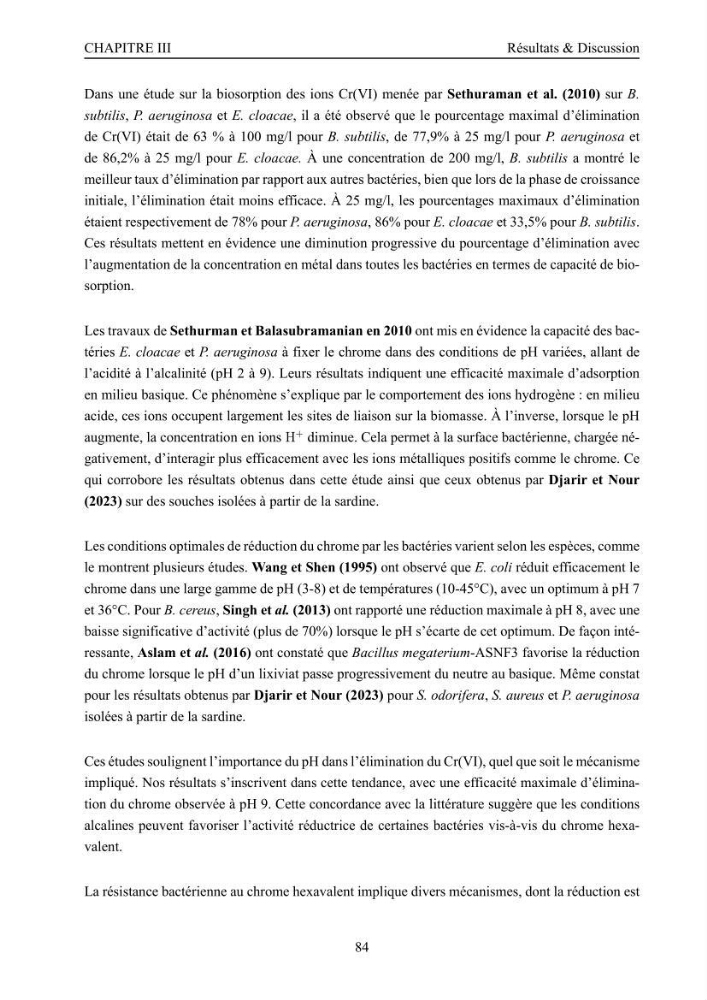 Evaluation de la résistance aux métaux lourds et du potentiel d’élimination du chrome hexavalent chez des bactéries d’origines marines Projet de mise en place d’un procédé de traitement des effluents riches en chrome.