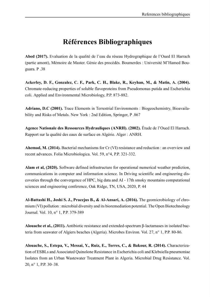 Evaluation de la résistance aux métaux lourds et du potentiel d’élimination du chrome hexavalent chez des bactéries d’origines marines Projet de mise en place d’un procédé de traitement des effluents riches en chrome.
