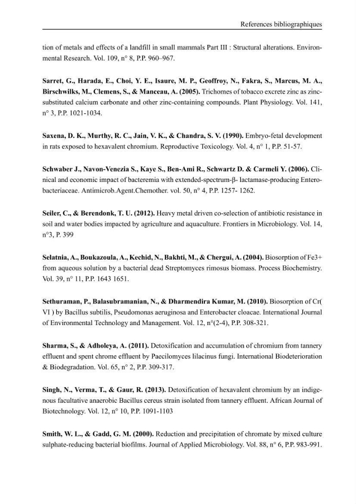 Evaluation de la résistance aux métaux lourds et du potentiel d’élimination du chrome hexavalent chez des bactéries d’origines marines Projet de mise en place d’un procédé de traitement des effluents riches en chrome.
