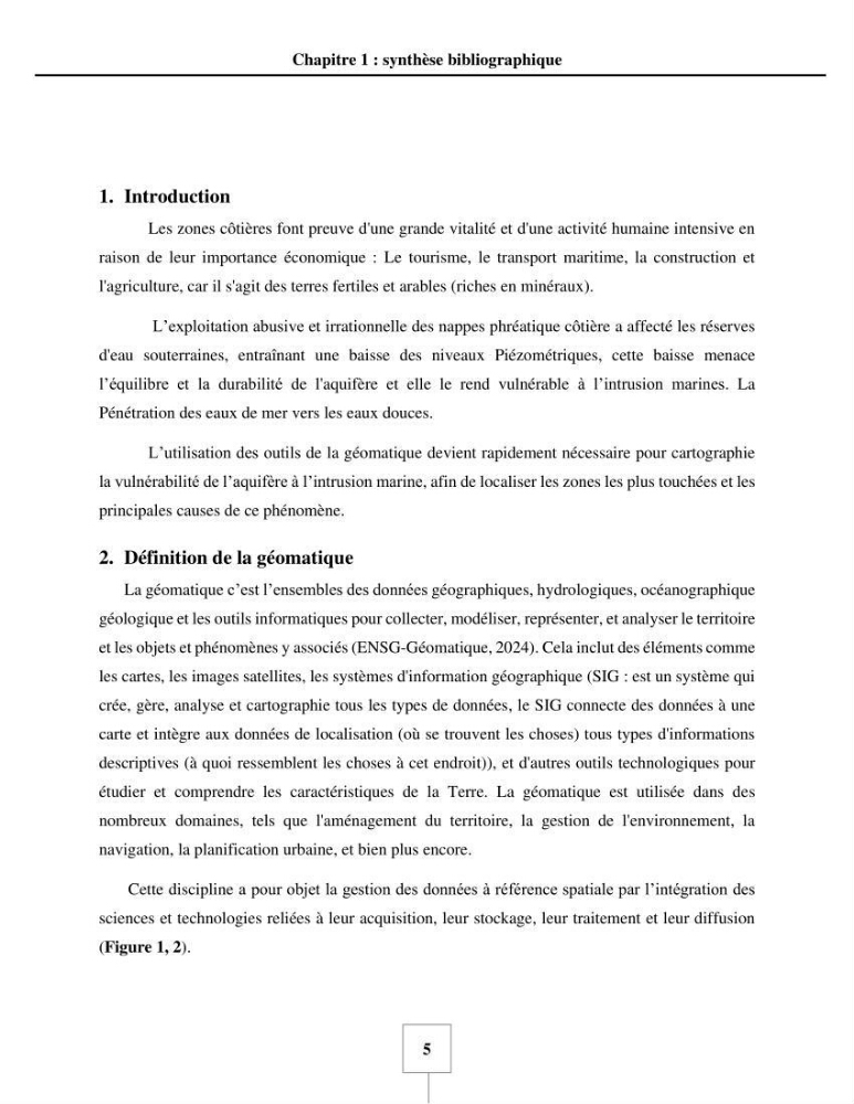 Utilisation de la géomatique pour cartographie la vulnérabilité à l\'intrusion marine: cas de l\'aquifère de sahel d\'Alger