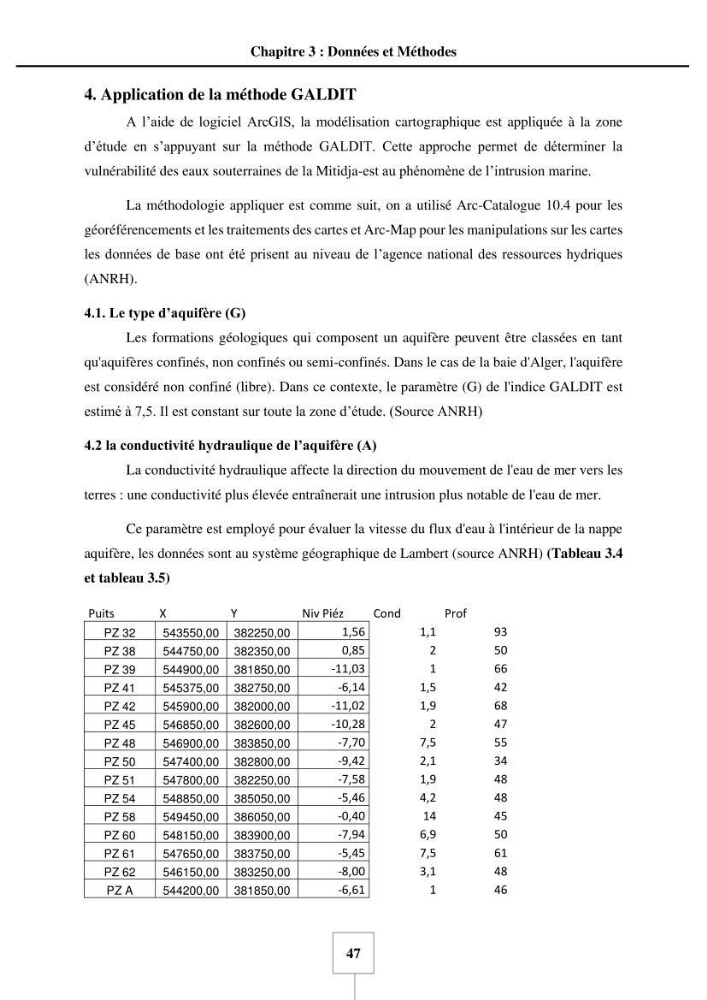 Utilisation de la géomatique pour cartographie la vulnérabilité à l\'intrusion marine: cas de l\'aquifère de sahel d\'Alger