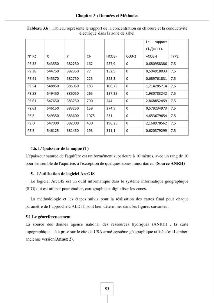 Utilisation de la géomatique pour cartographie la vulnérabilité à l\'intrusion marine: cas de l\'aquifère de sahel d\'Alger
