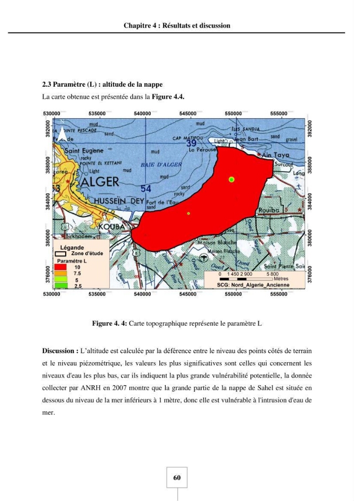 Utilisation de la géomatique pour cartographie la vulnérabilité à l\'intrusion marine: cas de l\'aquifère de sahel d\'Alger