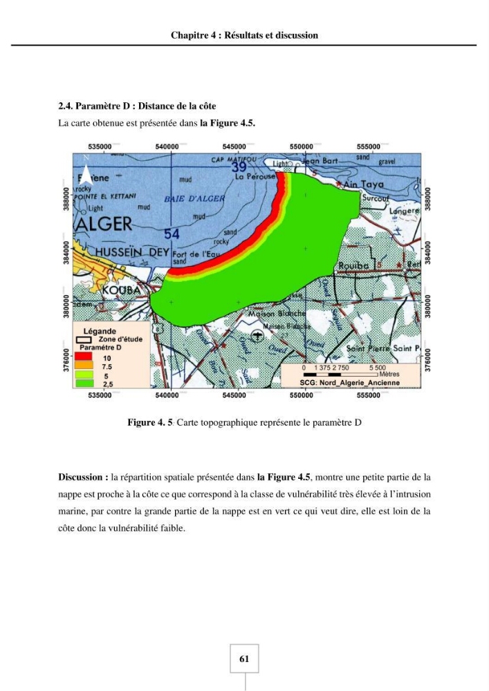 Utilisation de la géomatique pour cartographie la vulnérabilité à l\'intrusion marine: cas de l\'aquifère de sahel d\'Alger