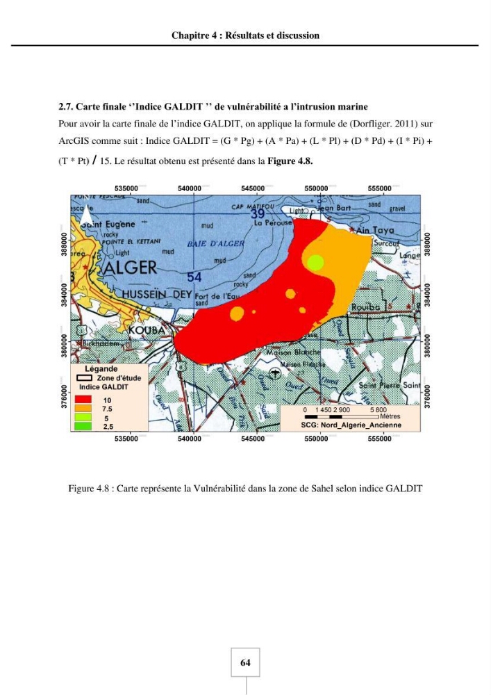Utilisation de la géomatique pour cartographie la vulnérabilité à l\'intrusion marine: cas de l\'aquifère de sahel d\'Alger