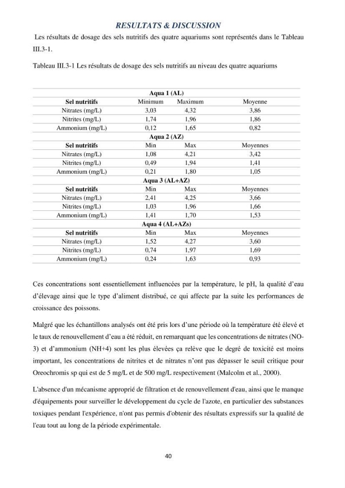 Evaluation d’une production piscicole dans un système d’alimentation associé