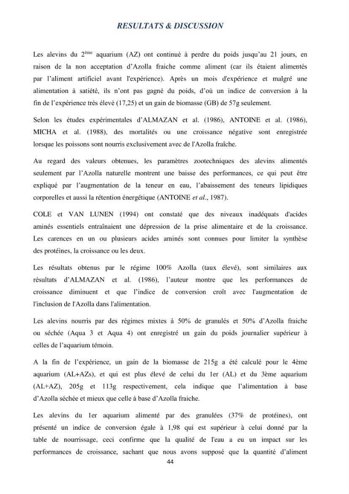 Evaluation d’une production piscicole dans un système d’alimentation associé