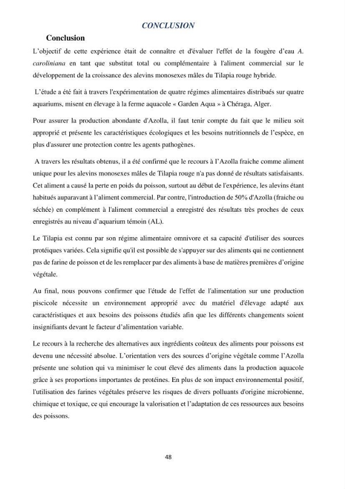 Evaluation d’une production piscicole dans un système d’alimentation associé
