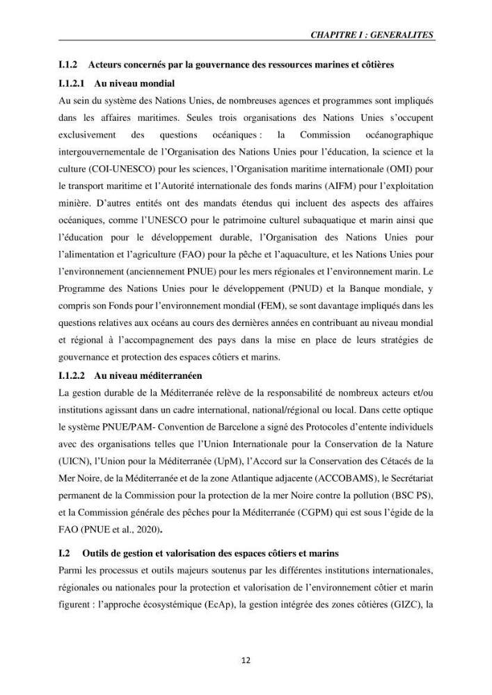 Gestion des aires marines protégées le patrimoine naturel marin côtier du Parc National de Taza dans la Wilaya de Jijel