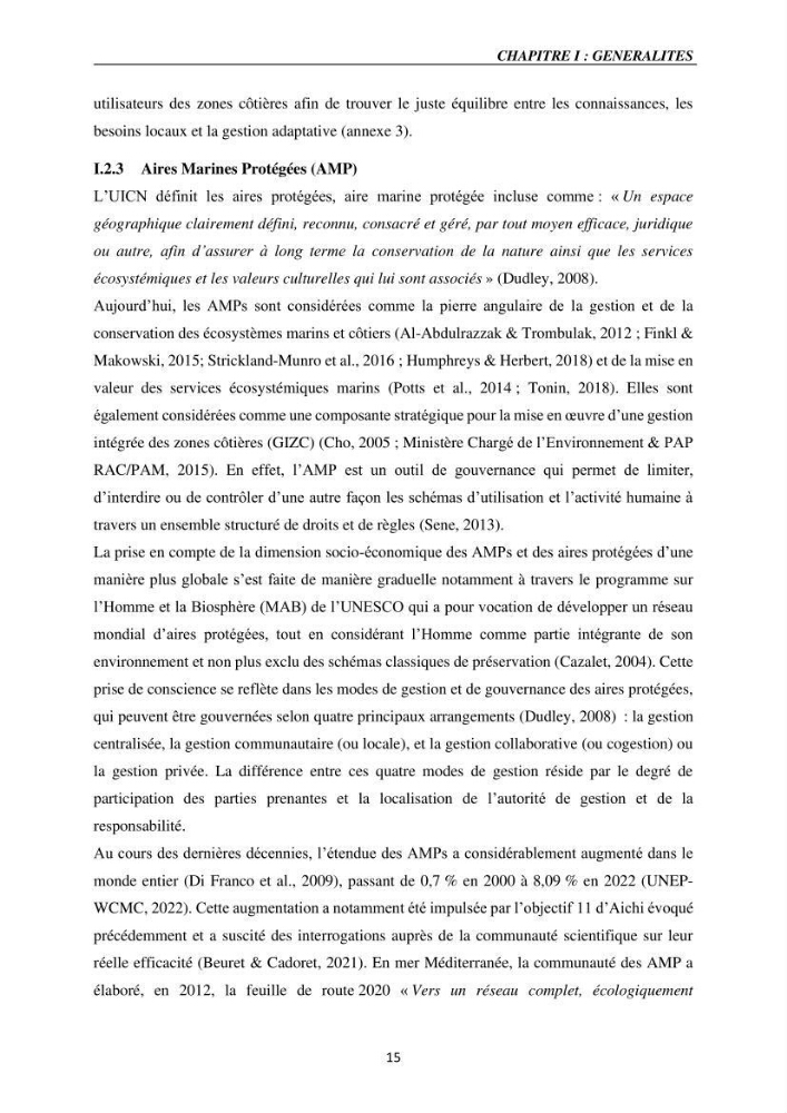 Gestion des aires marines protégées le patrimoine naturel marin côtier du Parc National de Taza dans la Wilaya de Jijel