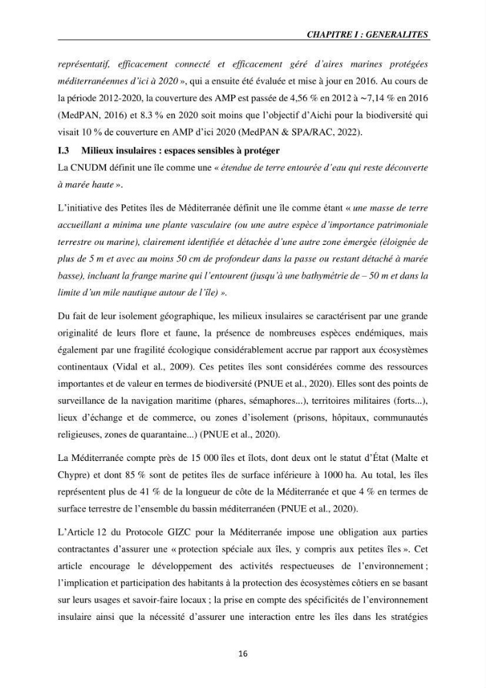 Gestion des aires marines protégées le patrimoine naturel marin côtier du Parc National de Taza dans la Wilaya de Jijel