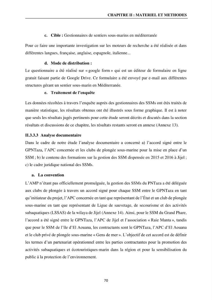Gestion des aires marines protégées le patrimoine naturel marin côtier du Parc National de Taza dans la Wilaya de Jijel