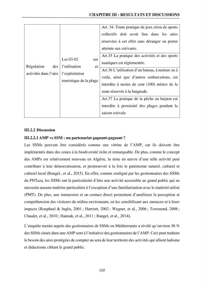 Gestion des aires marines protégées le patrimoine naturel marin côtier du Parc National de Taza dans la Wilaya de Jijel