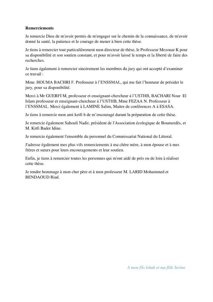 Modelisation de la cinématique du trait de côte,dynamique sédimentaire et évaluation des zones à risque de la côte algéroise