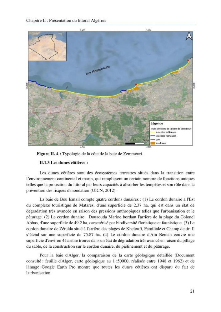 Modelisation de la cinématique du trait de côte,dynamique sédimentaire et évaluation des zones à risque de la côte algéroise