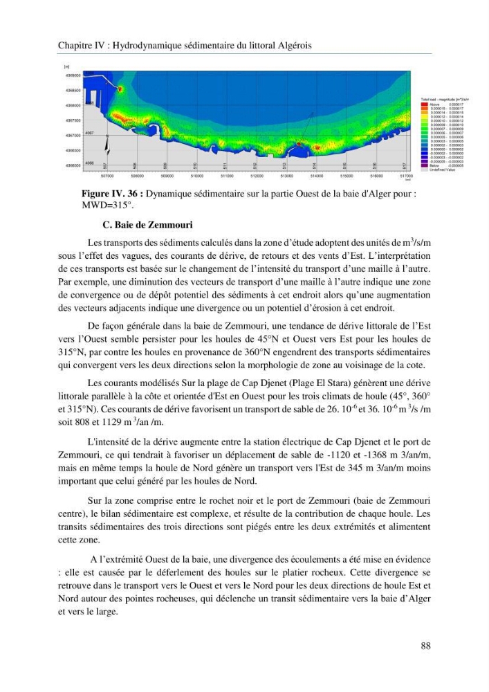 Modelisation de la cinématique du trait de côte,dynamique sédimentaire et évaluation des zones à risque de la côte algéroise