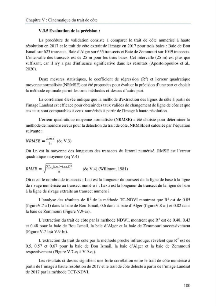 Modelisation de la cinématique du trait de côte,dynamique sédimentaire et évaluation des zones à risque de la côte algéroise