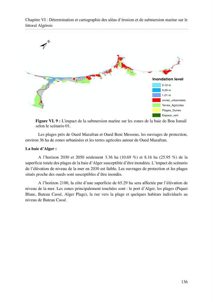 Modelisation de la cinématique du trait de côte,dynamique sédimentaire et évaluation des zones à risque de la côte algéroise