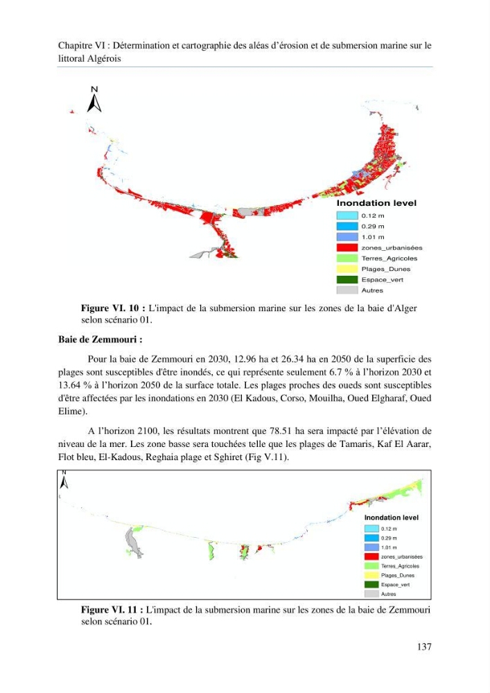 Modelisation de la cinématique du trait de côte,dynamique sédimentaire et évaluation des zones à risque de la côte algéroise