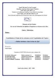 Contribution à l’étude de la croissance et de l’exploitation de l’espèce « Mullus barbatus» dans la baie de Jijel.