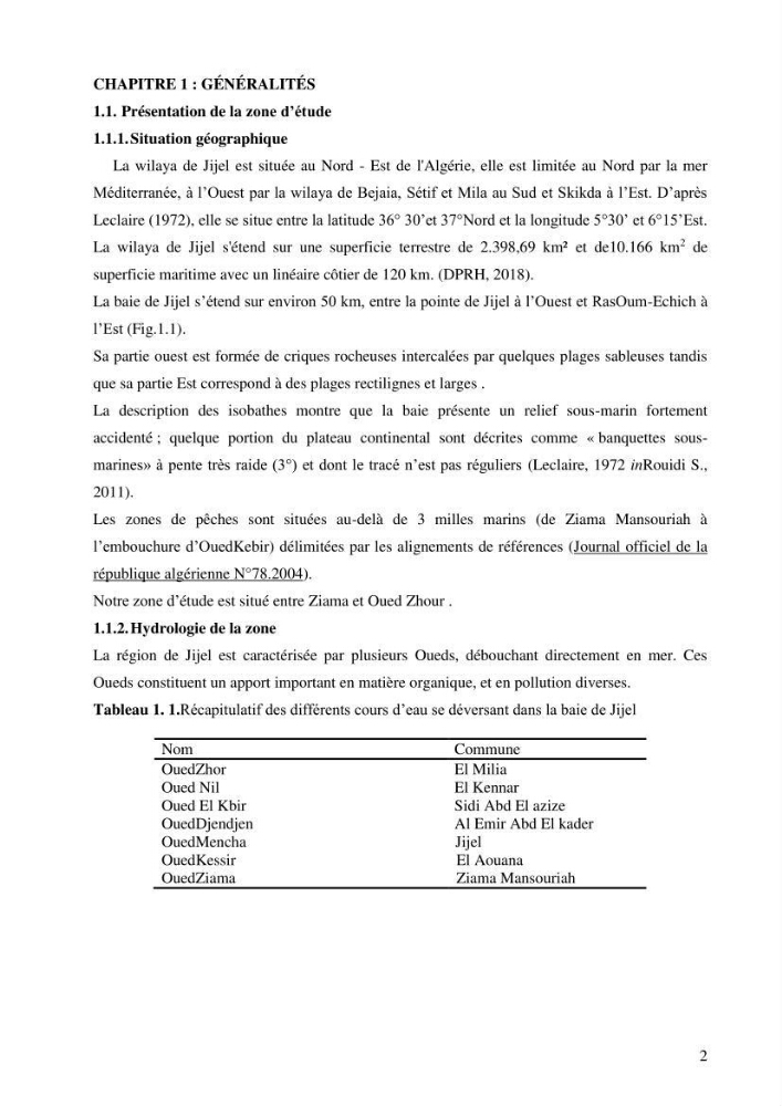 Contribution à l’étude de la croissance et de l’exploitation de l’espèce « Mullus barbatus» dans la baie de Jijel.