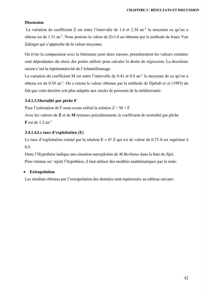 Contribution à l’étude de la croissance et de l’exploitation de l’espèce « Mullus barbatus» dans la baie de Jijel.