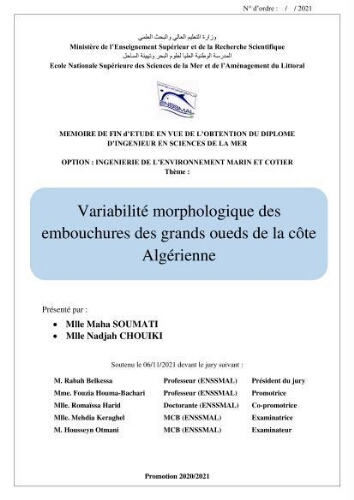 Variabilité morphologique des embouchures des grands oueds de la côte algérienne Variabilité morphologique des embouchures des grands oueds de la côte algérienne
